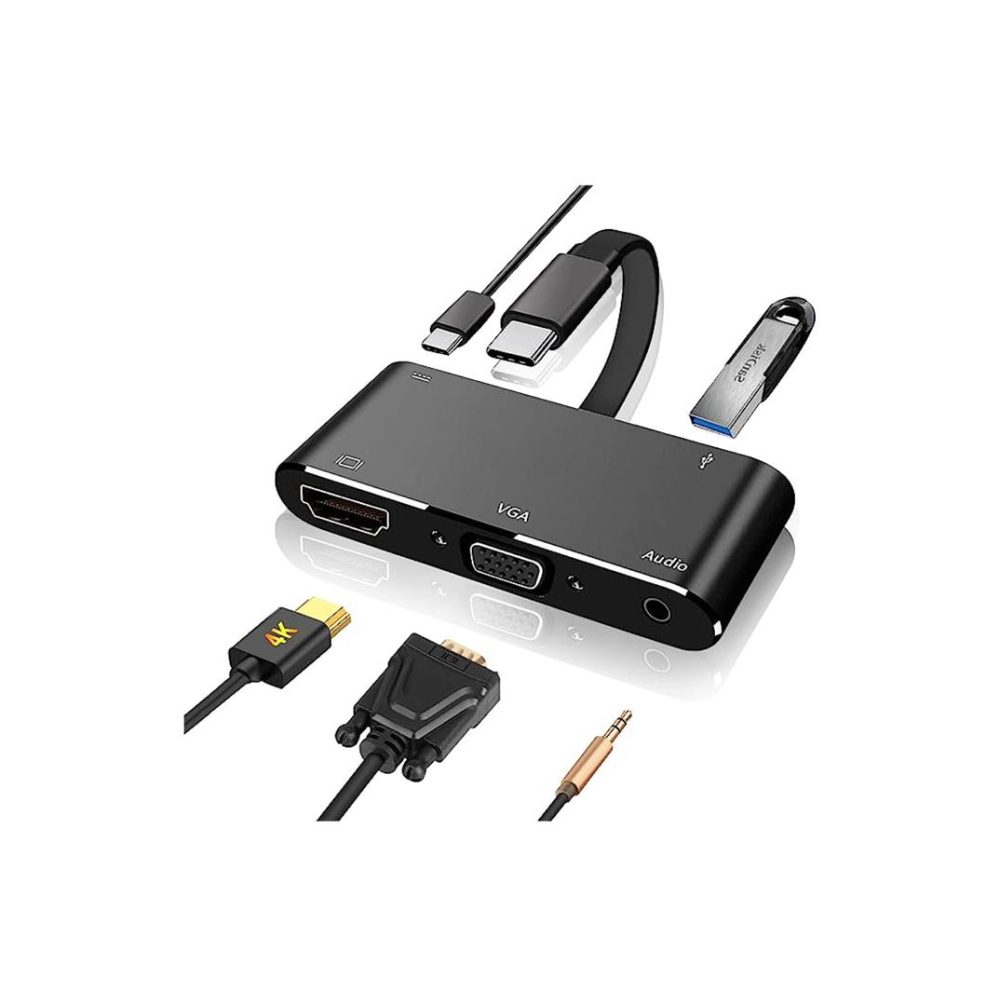 هاب 5 پورت3,5mm-Audio/ HDMI VGA Adapter/4K-HDMI, 1080P-VGA/