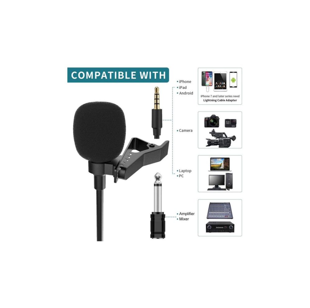 میکروفون یقه ای  3.5 میلی متر تا 6.3 میلی متر، با حذف نویز برند homesuirLavalier مدل HM -00039