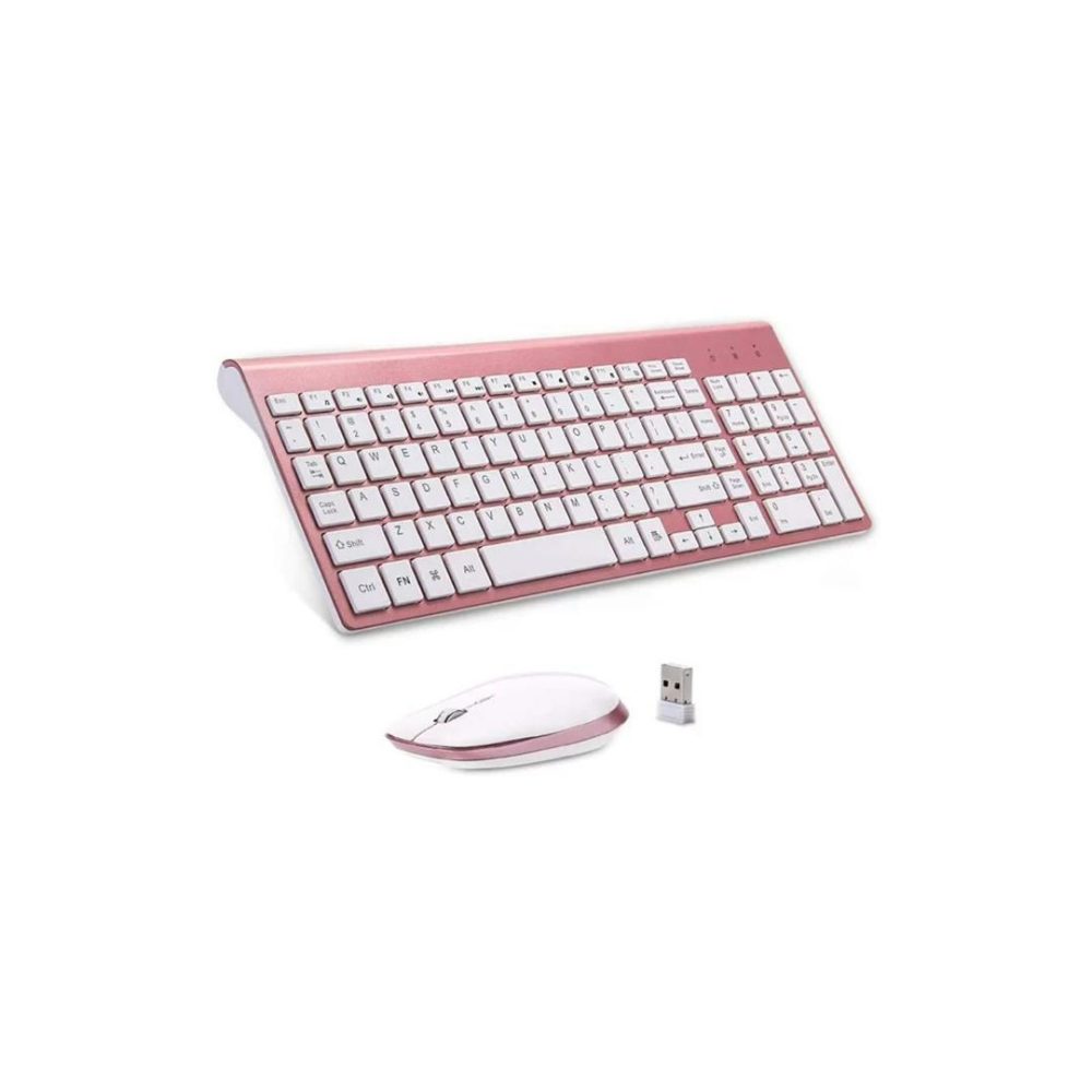 کیبورد و ماوس بی سیم فوق نازک  2.4G سازگار با ویندوز، مک، تبلت اندروید برند Rosegold