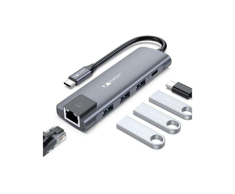 هاب USB C 5 in 1 VEMONT با پورت اترنت