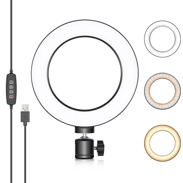 رینگ لایت 6 اینچی LED حل، 3 حالت نور با قابلیت کاهش نور با لامپ برند NEEWER