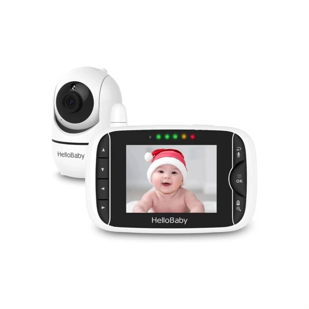 دوربین و مانیتور اتاق کودک ویدیویی با دوربین از راه دور Pan-Tilt-Zoom، صفحه نمایش LCD رنگی 3.2 اینچی برند HelloBaby