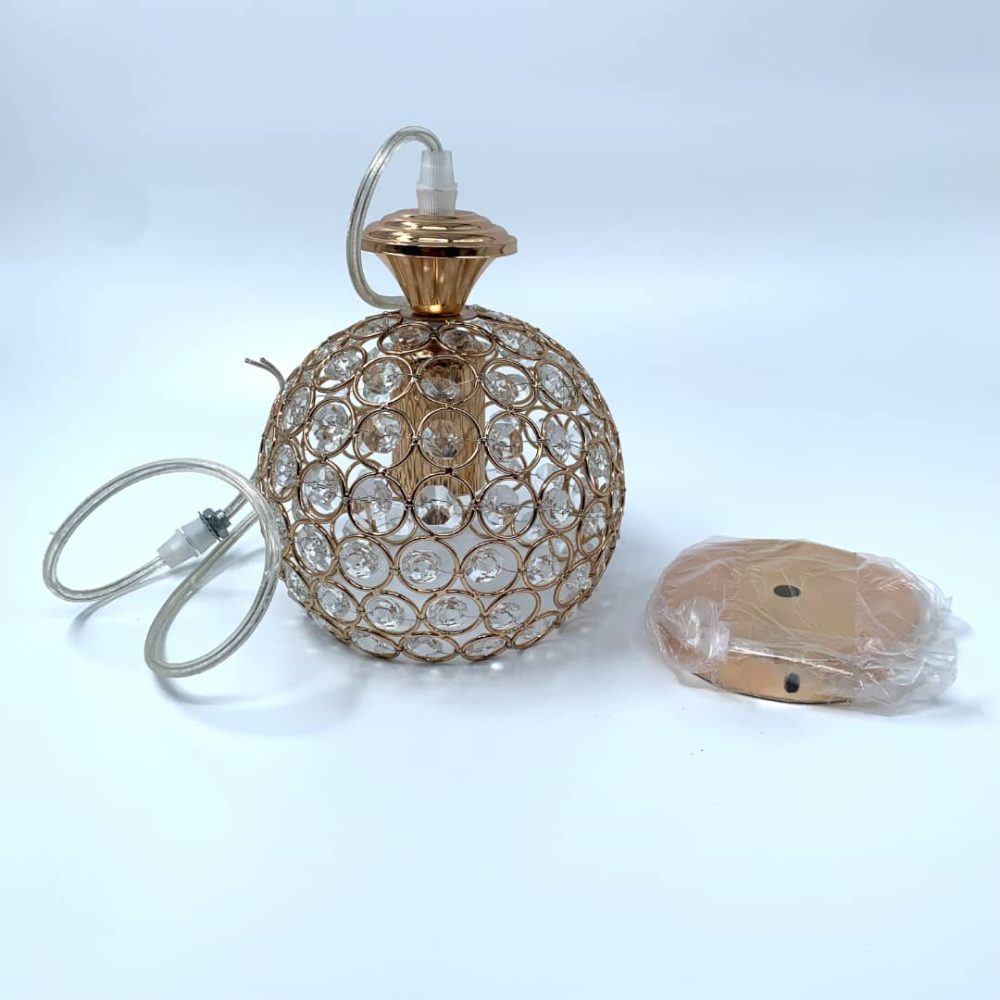 لوستر کریستال E27 ال ای دی نورپردازی داخلی فلزی به شکل دایره ای (طلایی)