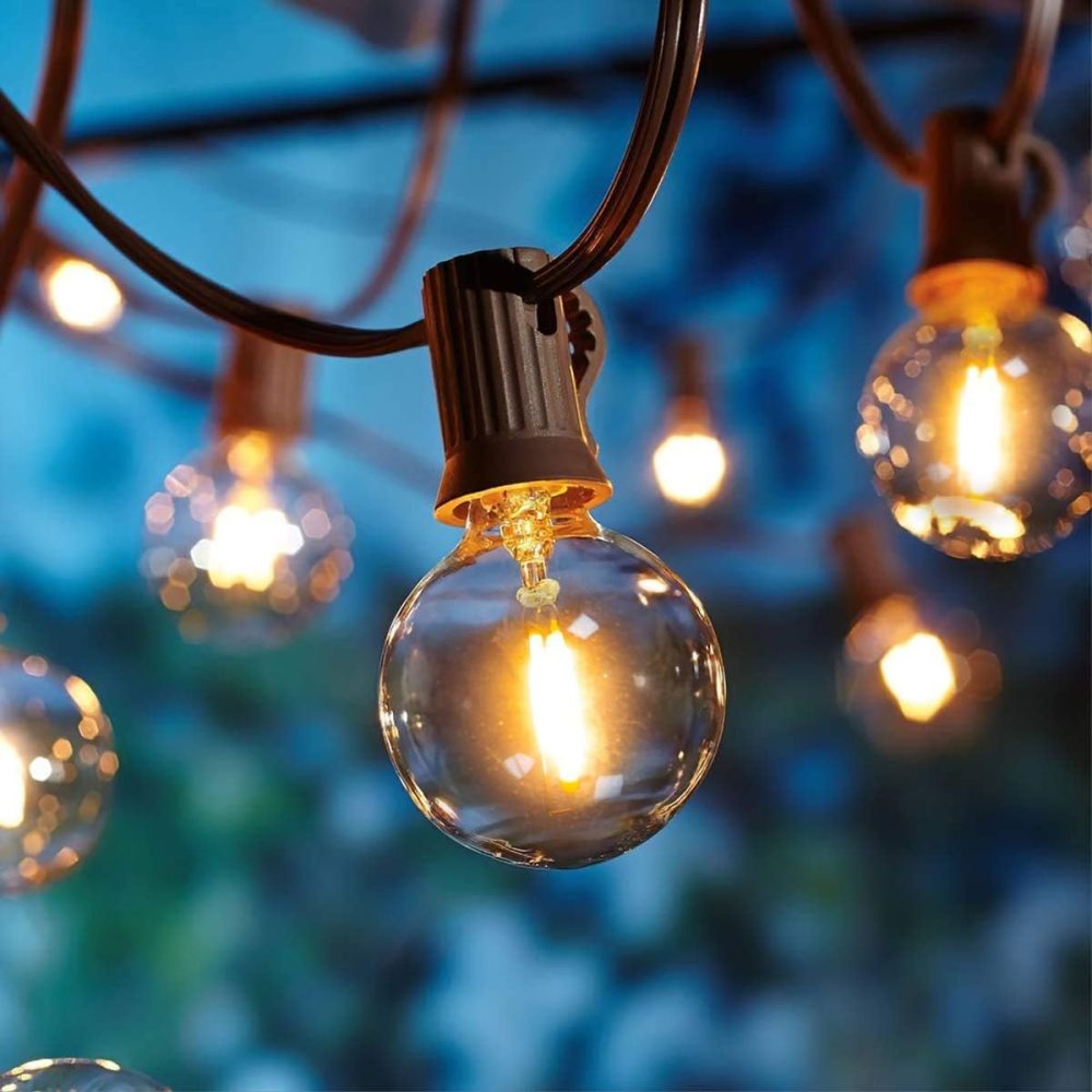 چراغ‌های رشته‌ای OxyLED پاسیو LED در فضای باز گلوب ضدآب آویزان بیرونی ادیسون نورپردازی 28 لامپ سفید گرم