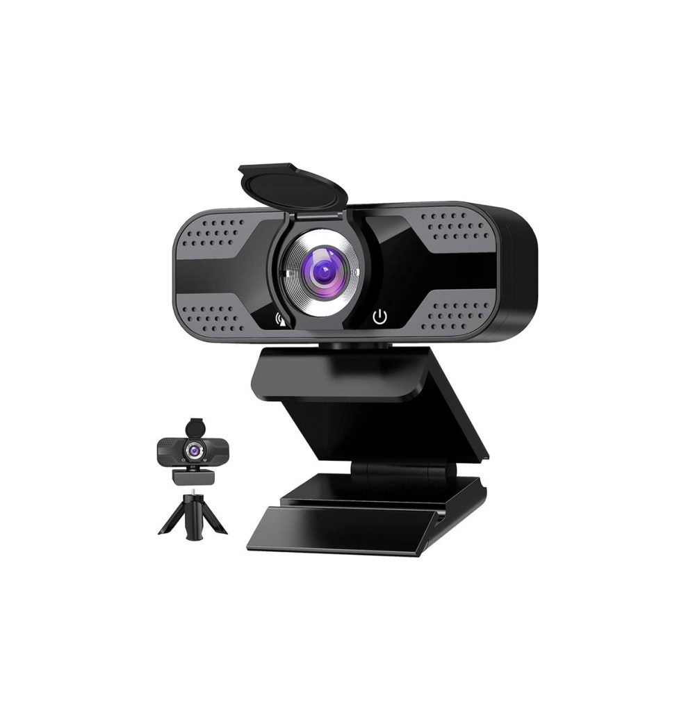 وب‌کم با میکروفون رومیزی، دوربین‌ USB 1080P HD با پوشش خصوصی و سه‌پایه مدل ANVASKETEK
