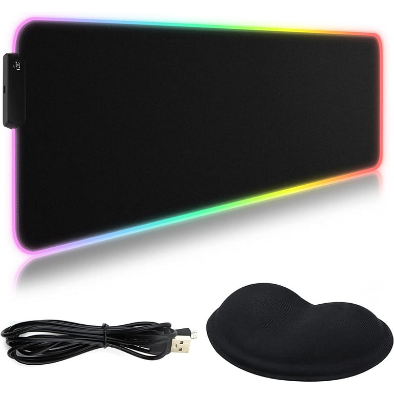 پد ماوس مخصوص بازی vicloon RGB Led با پشتیبانی از ژل استراحت مچ، تشک ماوس  ضد آب