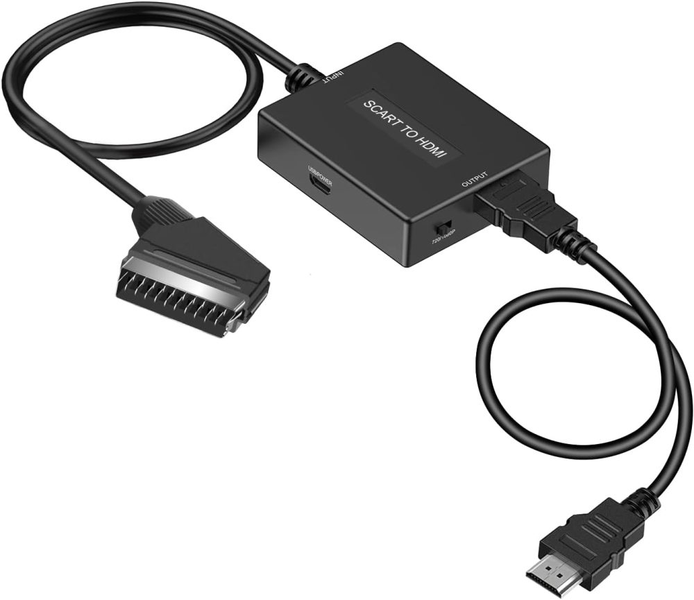 آداپتور SCART به HDMI با کابل HDMI و USB