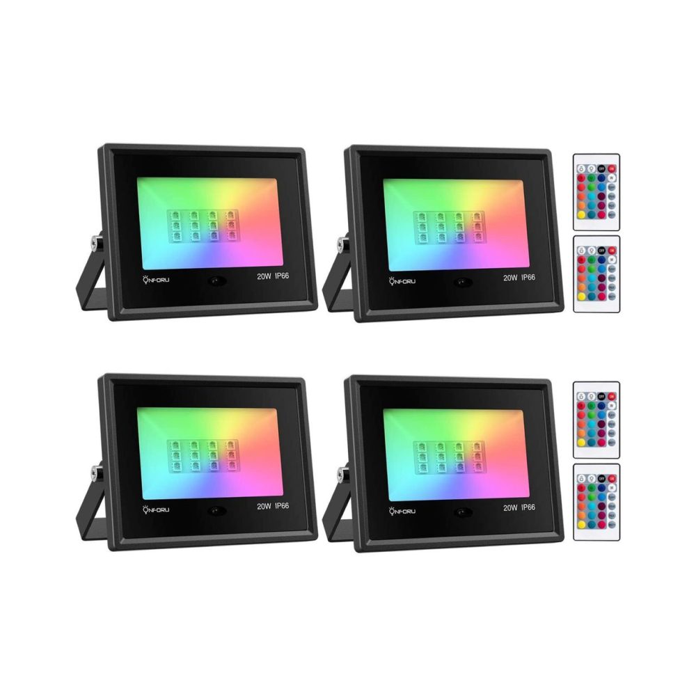چراغ RGB Flood LED کنترل از راه دور ضد آب (پک 4 عددی) برند Onforu