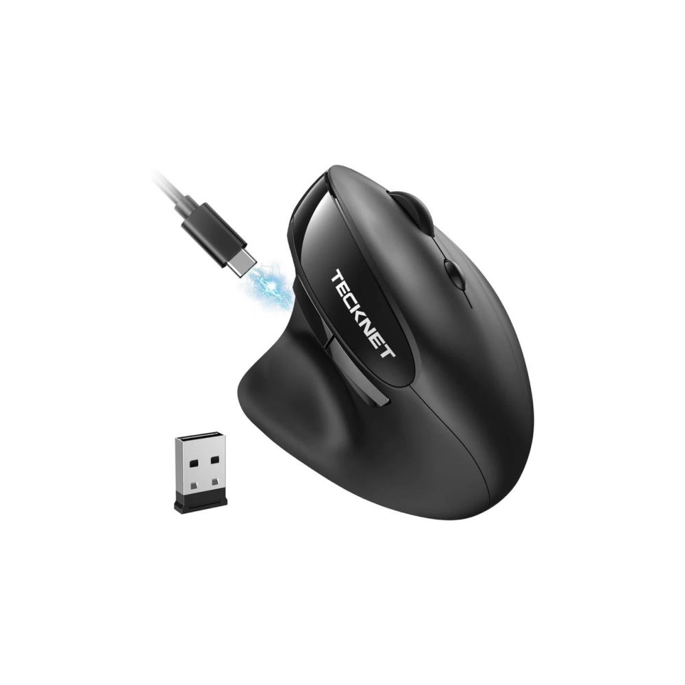 ماوس ارگونومیک عمودی بی سیم قابل شارژ با گیرنده نانو USB برند TECKNET مدل EWM01576