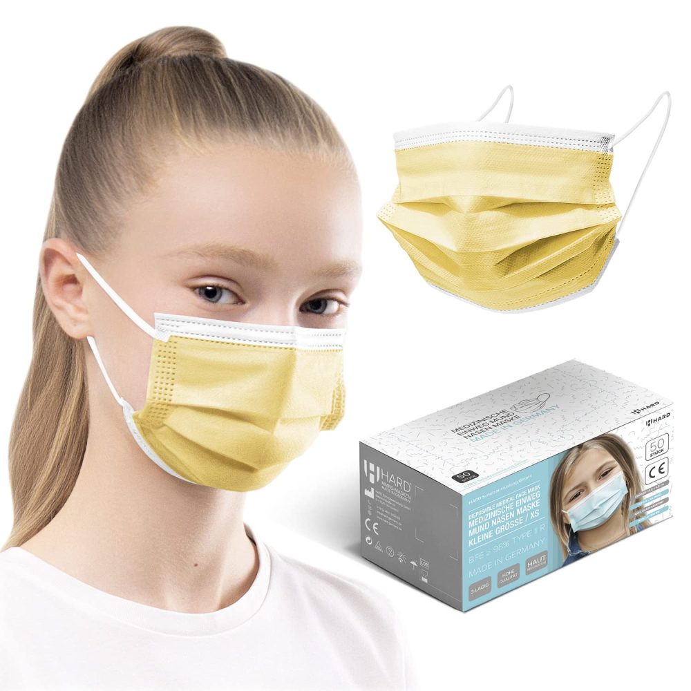 ماسک سه لایه 50 عددی ساخت آلمان گواهی TYPE IIR + CE فیلتراسیون 99.78 درصد برند HARD