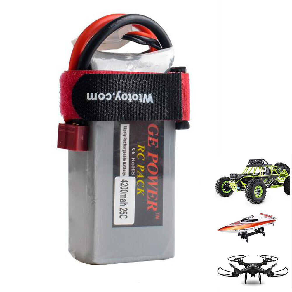 باتری لیپو GE Power 7.4V 4200MAH 25C 2S Lipo battery T plug for Wltoys 12428 12429 RC Model