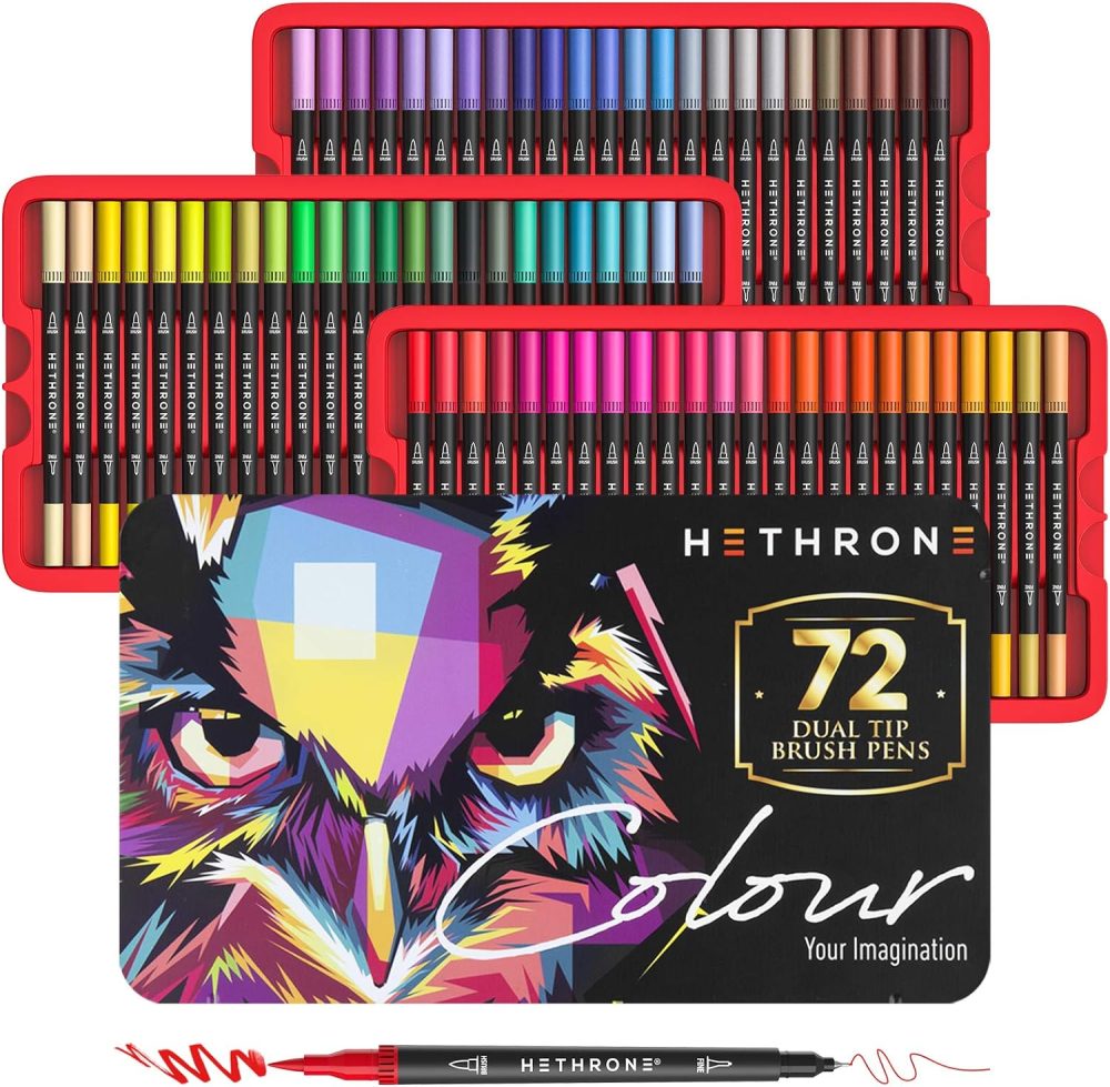 ماژیک طراحی و رنگ آمیزی حرفه ای دو سر 72 عددی برند Hethrone