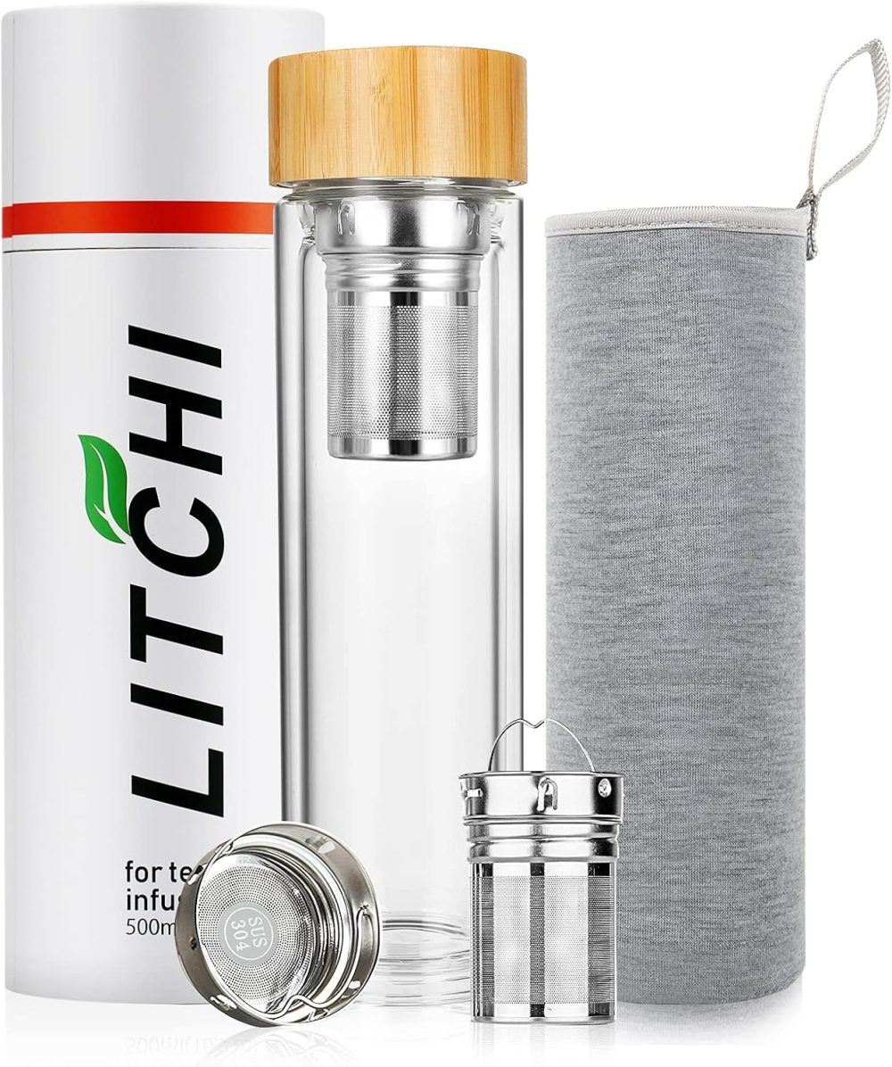 فلاسک شیشه ای نگهدارنده نوشیدنی سرد و گرم برند Litchi