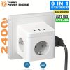 سه راهی برق آداپتور USB مکعبی 6 در 1 (2500W/10A) با سوئیچ، 3 خروجی USB (5V/3.1A) دیزاین آلمان برند OEM - Image 2