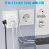 سه راهی برق آداپتور USB مکعبی 6 در 1 (2500W/10A) با سوئیچ، 3 خروجی USB (5V/3.1A) دیزاین آلمان برند OEM - Image 8